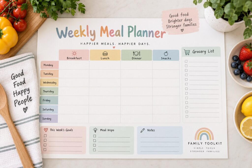 weekly meal planner for families
